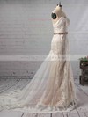 Trumpet/Mermaid Sweetheart Lace Tulle Watteau Train Sashes / Ribbons Wedding Dresses #PWD00023140