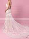 Trumpet/Mermaid Sweetheart Lace Tulle Watteau Train Sashes / Ribbons Wedding Dresses #PWD00023140