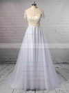 Princess Scoop Neck Tulle Sweep Train Beading Wedding Dresses #PWD00023351