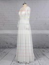 A-line Scoop Neck Chiffon Tulle Floor-length Beading Wedding Dresses #PWD00023359