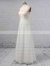 A-line Scoop Neck Chiffon Tulle Floor-length Beading Wedding Dresses #PWD00023360