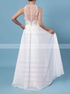 A-line Scoop Neck Chiffon Tulle Floor-length Beading Wedding Dresses #PWD00023360