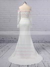 Trumpet/Mermaid Off-the-shoulder Tulle Satin Chiffon Sweep Train Appliques Lace Wedding Dresses #PWD00023368