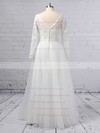 A-line V-neck Lace Tulle Floor-length Wedding Dresses #PWD00023370