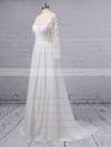 A-line V-neck Chiffon Tulle Sweep Train Appliques Lace Wedding Dresses #PWD00023371