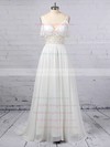 A-line V-neck Chiffon Sweep Train Lace Wedding Dresses #PWD00023377