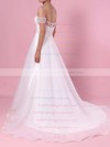 Princess Off-the-shoulder Organza Tulle Sweep Train Sequins Wedding Dresses #PWD00023423