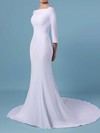 Trumpet/Mermaid Square Neckline Satin Sweep Train Wedding Dresses #PWD00023462