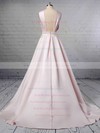 Ball Gown Halter Satin Sweep Train Beading Wedding Dresses #PWD00023465