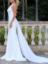 Lace Sequined V-neck Watteau Train Trumpet/Mermaid Appliques Lace Wedding Dresses #PWD00023467