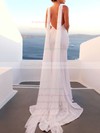 Lace Scoop Neck Sweep Train Trumpet/Mermaid Appliques Lace Wedding Dresses #PWD00023468