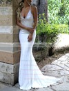 Sequined V-neck Sweep Train Trumpet/Mermaid Appliques Lace Wedding Dresses #PWD00023477