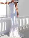 Lace Scoop Neck Sweep Train Trumpet/Mermaid Wedding Dresses #PWD00023479
