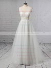 Tulle V-neck Floor-length A-line Appliques Lace Wedding Dresses #PWD00023352
