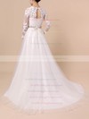 Tulle Scoop Neck Sweep Train Ball Gown Appliques Lace Wedding Dresses #PWD00023354