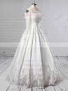 Lace Satin Off-the-shoulder Floor-length Ball Gown Beading Wedding Dresses #PWD00023376