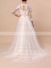 Tulle Scoop Neck Sweep Train Princess Appliques Lace Wedding Dresses #PWD00023382