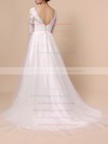 Lace Tulle Scoop Neck Sweep Train A-line Appliques Lace Wedding Dresses #PWD00023402