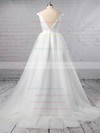 Tulle Off-the-shoulder Sweep Train Ball Gown Ruffles Wedding Dresses #PWD00023404