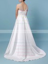 Satin Tulle Scoop Neck Sweep Train Princess Appliques Lace Wedding Dresses #PWD00023420