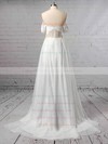 Organza Off-the-shoulder Sweep Train Ball Gown Split Front Wedding Dresses #PWD00023433