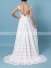 Chiffon Tulle Scoop Neck Sweep Train A-line Lace Wedding Dresses #PWD00023440