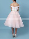 Tulle Halter Tea-length Ball Gown Beading Wedding Dresses #PWD00023450