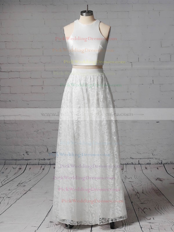 Lace Scoop Neck Floor-length A-line Pockets Wedding Dresses #PWD00023456