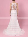 Lace Scoop Neck Sweep Train Trumpet/Mermaid Sashes / Ribbons Wedding Dresses #PWD00023457