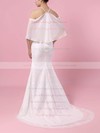 Lace Chiffon Off-the-shoulder Sweep Train Trumpet/Mermaid Wedding Dresses #PWD00023466
