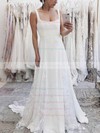 Tulle Stretch Crepe Square Neckline Sweep Train A-line Lace Wedding Dresses #PWD00023548