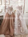 Tulle Sweetheart Sweep Train A-line Lace Wedding Dresses #PWD00023562