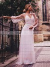 Tulle Scoop Neck Floor-length A-line Pearl Detailing Wedding Dresses #PWD00023569