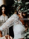 Lace Chiffon V-neck Floor-length A-line Lace Wedding Dresses #PWD00023573