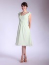 A-line Tea-length Chiffon Pleats V-neck Bridesmaid Dresses #PWD01012032