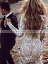 Lace Tulle Scoop Neck Sweep Train Trumpet/Mermaid Appliques Lace Wedding Dresses #PWD00023496