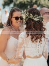 Lace Chiffon Scoop Neck Floor-length A-line Appliques Lace Wedding Dresses #PWD00023503
