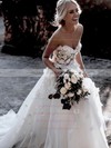 Tulle Sweetheart Sweep Train Princess Appliques Lace Wedding Dresses #PWD00023507