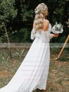 Lace Chiffon V-neck Sweep Train A-line Appliques Lace Wedding Dresses #PWD00023514