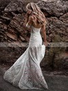Lace Off-the-shoulder Sweep Train Sheath/Column Wedding Dresses #PWD00023576