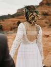 Lace Tulle Scoop Neck Floor-length A-line Appliques Lace Wedding Dresses #PWD00023578