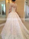 Lace Square Neckline Sweep Train Ball Gown Appliques Lace Wedding Dresses #PWD00023580