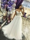 Tulle Scoop Neck Floor-length A-line Appliques Lace Wedding Dresses #PWD00023582