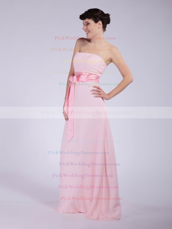 A-line Floor-length Chiffon Sashes/Ribbons Strapless Bridesmaid Dresses #PWD01012040