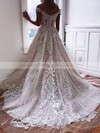 Tulle Off-the-shoulder Sweep Train Princess Lace Wedding Dresses #PWD00023586