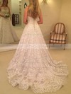 Tulle Square Neckline Sweep Train Princess Appliques Lace Wedding Dresses #PWD00023591