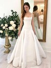 Satin Square Neckline Floor-length Ball Gown Wedding Dresses #PWD00023592