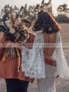 Lace V-neck Sweep Train Trumpet/Mermaid Sashes / Ribbons Wedding Dresses #PWD00023612