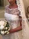 Lace Scoop Neck Sweep Train A-line Appliques Lace Wedding Dresses #PWD00023621