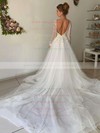 Tulle Scoop Neck Court Train Princess Appliques Lace Wedding Dresses #PWD00023624